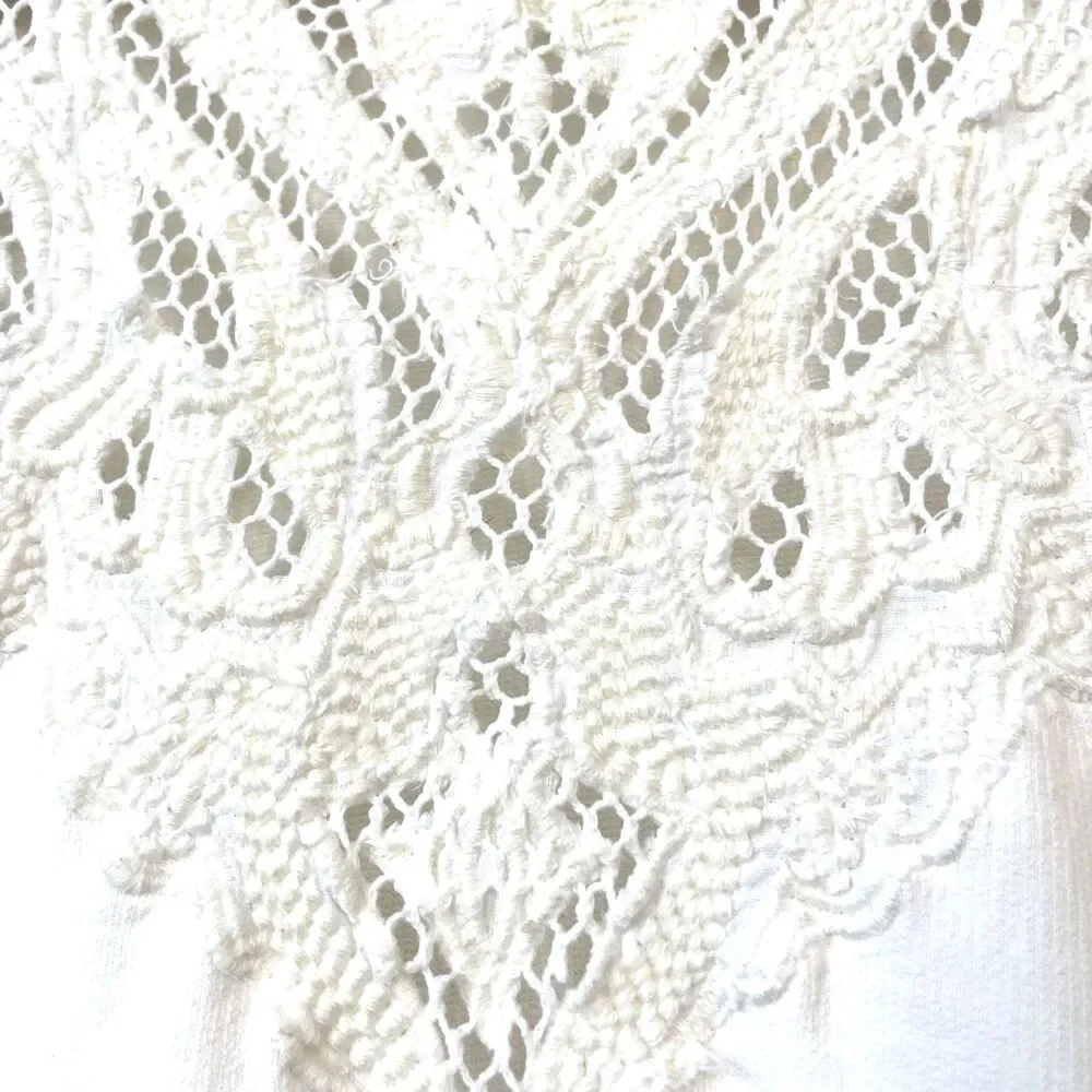 Anthropologie Cream Cotton Crochet Blouse SZ S